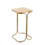 Calicosy - bout de canap� avec plateau rectangle en m�tal h52 cm - eli - dor� / bois