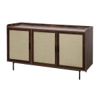 Calicosy - buffet 3 portes décor noyer avec façades en tissu l140 cm - jetson - bois foncé Calicosy - buffet 3 portes décor noyer avec façades en tissu l140 cm - jetson - bois foncé