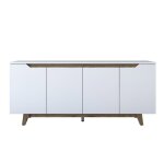 Calicosy - buffet 4 portes dcor blanc et noyer l180 cm - bridget - blanc