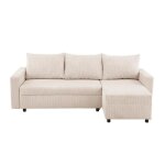 Calicosy - canapé convertible 3 places en velours côtelé beige l230 cm - linz - beige Calicosy - canapé convertible 3 places en velours côtelé beige l230 cm - linz - beige