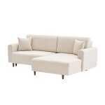 Calicosy - canapé dangle convertible méridienne à droite en tissu l246 cm - mane - crème - crème Calicosy - canapé dangle convertible méridienne à droite en tissu l246 cm - mane - crème - crème
