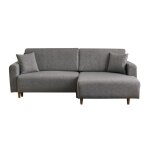 Calicosy - canap dangle convertible mridienne  droite en tissu l246 cm - mane - gris - gris