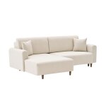 Calicosy - canap dangle convertible mridienne  gauche en tissu l246 cm - mane - crme - crme