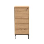 Calicosy - chiffonnier 5 tiroirs avec pieds en mtal h100 cm - lenny - bois clair