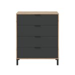 Calicosy - commode 4 tiroirs décor chêne noueux et gris anthracite - l775 cm - bois clair Calicosy - commode 4 tiroirs décor chêne noueux et gris anthracite - l775 cm - bois clair