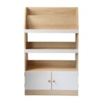 Calicosy - etag�re de rangement avec 2 portes pour enfant h106 cm - leon - bois clair