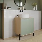 Calicosy - meuble sous vasque 2 portes l692 cm - elisa - vert et ch�ne - vert et ch�ne