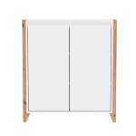 Calicosy - petit buffet de rangement 2 portes l80 cm - denver - blanc / chne
