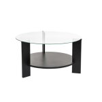 Calicosy - table basse 2 plateaux dont 1 en verre tremp d75 cm - clara - bois noir