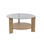 Calicosy - table basse 2 plateaux dont 1 en verre tremp fum d75 cm - clara - chne saphir - chne saphir ...