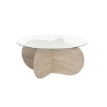 Calicosy - table basse avec pieds croisés et plateau en verre trempé d75 cm - aeris - travertin - travertin ... Calicosy - table basse avec pieds croisés et plateau en verre trempé d75 cm - aeris - travertin - travertin ...