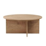 Calicosy - table basse avec plateau arrondi l90 cm - soleil - chne saphir - chne saphir