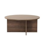 Calicosy - table basse avec plateau arrondi l90 cm - soleil - noyer - noyer