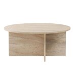 Calicosy - table basse avec plateau arrondi l90 cm - soleil - travertin - travertin Calicosy - table basse avec plateau arrondi l90 cm - soleil - travertin - travertin