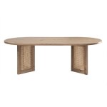 Calicosy - table basse ovale avec pi�tements rotin l120 cm - talia - bois clair