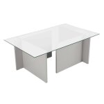 Calicosy - table basse avec plateau en verre l105 cm - noah - gris
