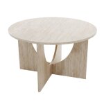 Calicosy - table basse ronde d70 cm d�cor travertin marta - beige