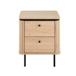 Calicosy - table de chevet 2 tiroirs avec c�t�s effet rainur� h55 cm - malaga - bois clair