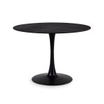 Calicosy - table ronde avec plateau en verre imitation marbre l110 cm - ada - marbre noir