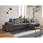 California - canap dangle rversible convertible - avec coffre tablette et poufs - en velours ctel ...