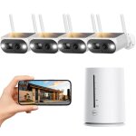 Camcamp kit camra de surveillance sans fil extrieur 4mp wifi 4 camras batteries solaires + 10 nvr ...
