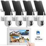 Camcamp kit camra surveillance solaire wifi exterieure sans fil 4mp avec 7 nvr cran