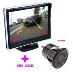 Cam�ra de recul lcd tft 5 + mini cam�ra de recul 18. 5mm hd 170 angle de vue 2 - en - 1 syst�me daide ...