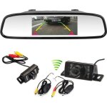 Camera de recul sans fil inverse vue arrire de sauvegarde ir led vision nocturne + 4. 3 pouces lcd miroir ...