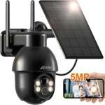 Camra de surveillance extrieur 5mp wifi sans fil sirne alarme + panneau solaire 4 spotlight + siren ...