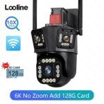 Camra de surveillance extrieure ptz ip wifi 8k tanche - 4 objectifs - 6k no zoom add 128g