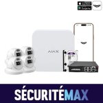 Cam�ra de surveillance maison ? kit complet 4 d�mes 5mp int�rieur / ext�rieur avec nvr disque dur 1to ...