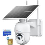 Ctronics 4g / 3g lte cam�ra de surveillance solaire 2k 3mp avec carte sim 30m vision nocturne couleur ...