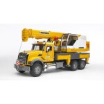 Camion mack avec grue liebherr intgre - bruder - mack - jaune - extrieur - camion avec grue
