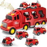 Camion de pompiers 5 en 1 � friction pour tout - petits de 3 � 6 ans - rouge
