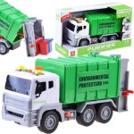 Camion poubelle jouet enfant 3 ans gar�on fille - diso - friction - sons et lumi�res r�els - vert