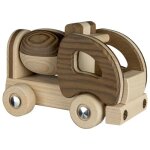 Camion toupie en bois bicolore goki nature - jouet en bois pour enfant de 2 ans - marque goki