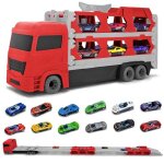 Camion de transport - bleosan - pliable double couche - 12 voitures en alliage - jouet enfant garon