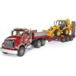 Camion de transport mack avec tractopelle jcb 4cx - bruder - echelle 1:16e - rouge Camion de transport mack avec tractopelle jcb 4cx - bruder - echelle 1:16e - rouge