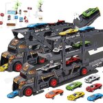 Camion de transport voiture enfant avec 6 petite voiture15 panneaux route cadeau camion jouet pour 3 ...