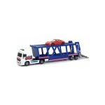 Camion transporteur de voitures 38 cm a friction + 1 auto porsche - remorque detachable