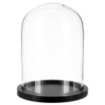Cloche en verre socle bois h30. 5 - atmosphera createur dinterieur