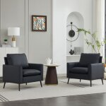Canap� 1 place noir en cuir artificiel style moderne facile � entretenir montage simple