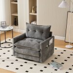Canap� 1 place pivotant 360� 92 � 74 � 67 cm fauteuil lounge avec accoudoirs moderne chenille gris
