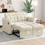 Canap� 2 places 3 - en - 1 extensible convertible dossier r�glable port usb poches daccoudoirs ? beige ...