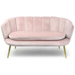 Canap 2 places arrondi brenda velours rose pieds or