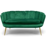 Menzzo canap� 2 places arrondi brenda velours vert pieds or - l138 x p76 x h80 cm