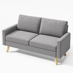 Canap� 2 places - bealife - scandinave - su�dine gris - 2 coussins - 2 accoudoirs - bois - salon - chambre ...