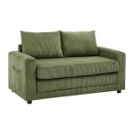 Canap� 2 places convertible en velours c�tel� vert kaki mirto