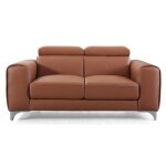 Canap 2 places en cuir zaara - cognac - angle droit