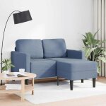 Canap� 2 places avec m�ridienne en l - kalisse - bleu - 125x118x85 cm - lin - mousse �paisse - chaise ...